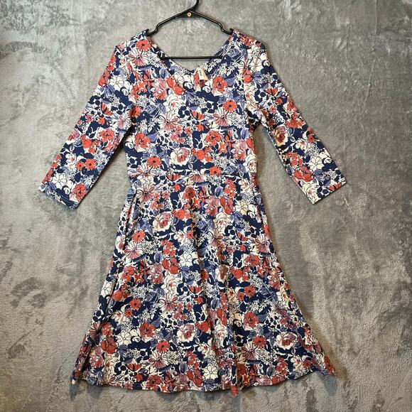 Pact Size‎ Small Autumn Cosmos Fit & Flare Midi Party Dress Organic Cotton New - Picture 1 of 6
